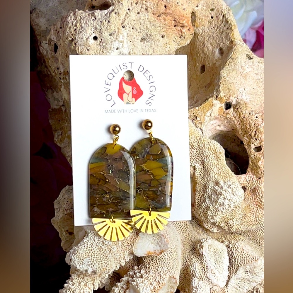 Handmade Boho Faux Stone Clay Dangle Earrings